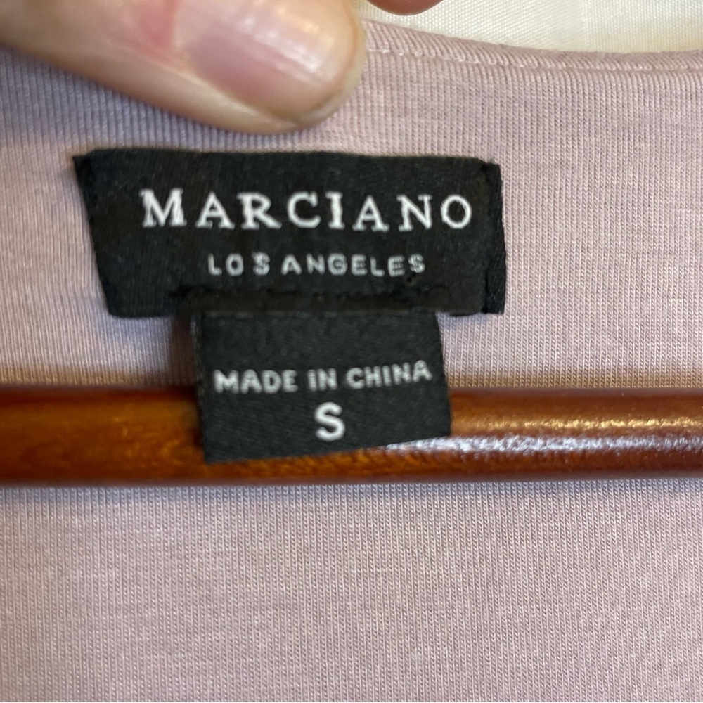 MARCIANO Women’s Dusty Purple Pink Short Sleeve Body Con Dress Midi Size Small - Picture 5 of 12